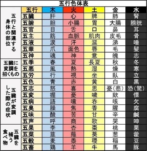 五行色体表 pdf|五行色体表（しきたいひょう）と臨床への応用